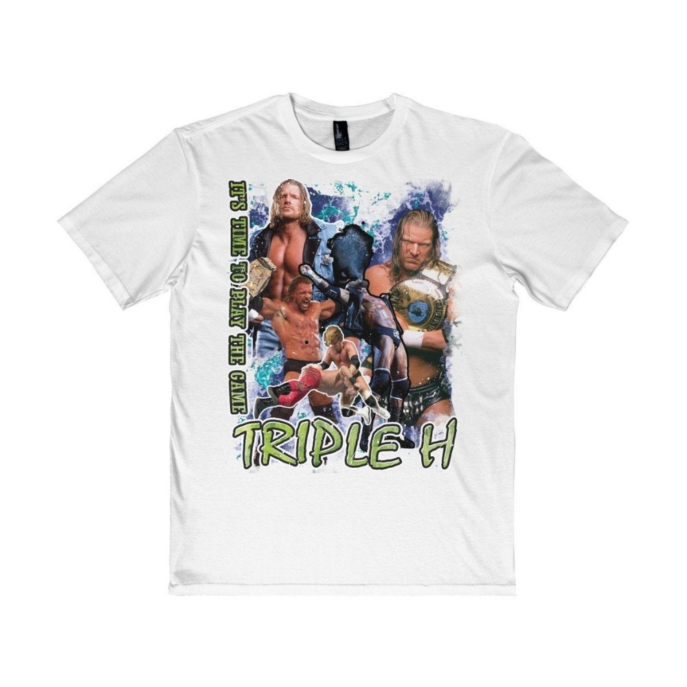 Vintage Style White HHH 90s Wrestling Tee